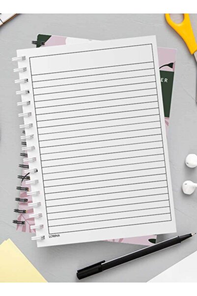 LOWHA دفتر ملاحظات حلزوني مع غلافين أمامي وخلفي صلبين بتصميم مخطط زهور