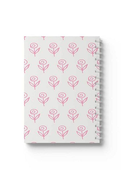 LOWHA Spiral Notebook with Front and Back Hard Covers Featuring Flowers Design