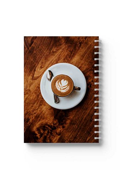 LOWHA Spiral Notebook with Front and Back Hard Covers Featuring Coffee Design