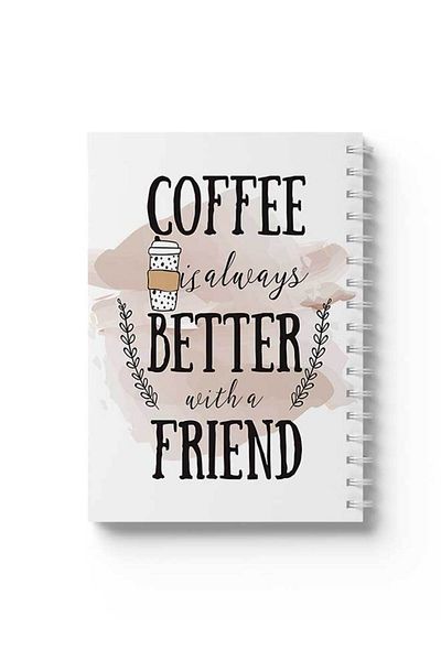 LOWHA Spiral Notebook with Front and Back Hard Covers Featuring Coffee Design