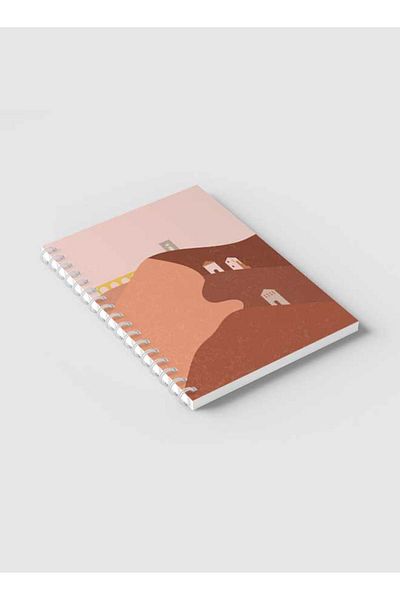LOWHA Spiral Notebook with Front and Back Hard Covers Featuring Minimalist Dune Design