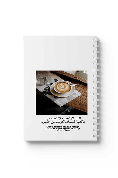 LOWHA Spiral Notebook with Front and Back Hard Covers Featuring Coffee Design