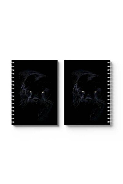 LOWHA دفتر ملاحظات حلزوني مع غلافين أمامي وخلفي صلبين بتصميم النمر الأسود