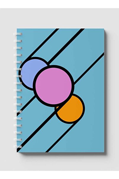 LOWHA دفتر ملاحظات حلزوني مع غلافين أمامي وخلفي صلبين بتصميم أزرق عصري مسطح