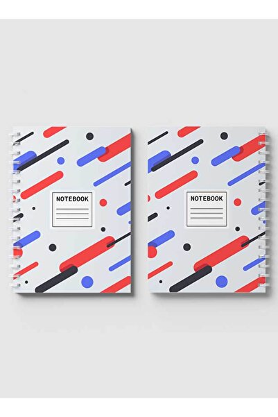 LOWHA Spiral Notebook with Front and Back Hard Covers Featuring Colored Shapes Design