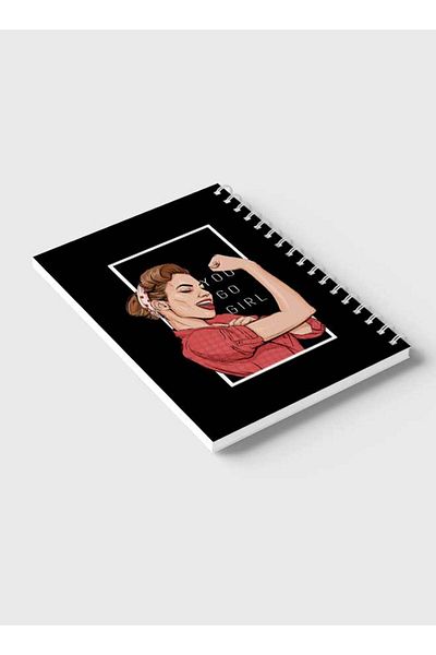 LOWHA Spiral Notebook with Front and Back Hard Covers Featuring You Go Girl Design