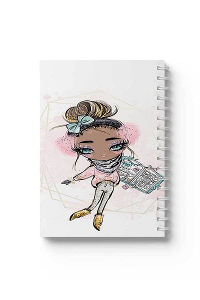 LOWHA Spiral Notebook with Front and Back Hard Covers Featuring Painted Girl Design