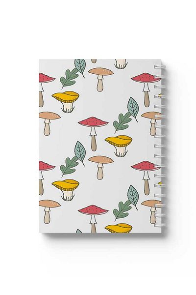 LOWHA Spiral Notebook with Front and Back Hard Covers Featuring Mushrooms Design