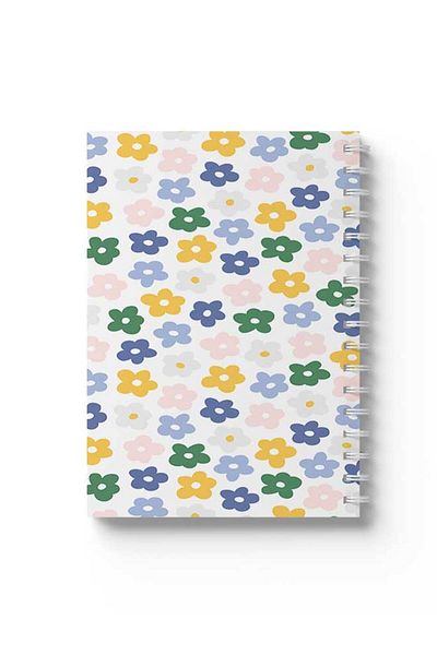 LOWHA Spiral Notebook with Front and Back Hard Covers Featuring Flowers Design