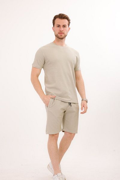 Rodrigo Waffle Fabric Shorts T-Shirt Cotton Set 25232