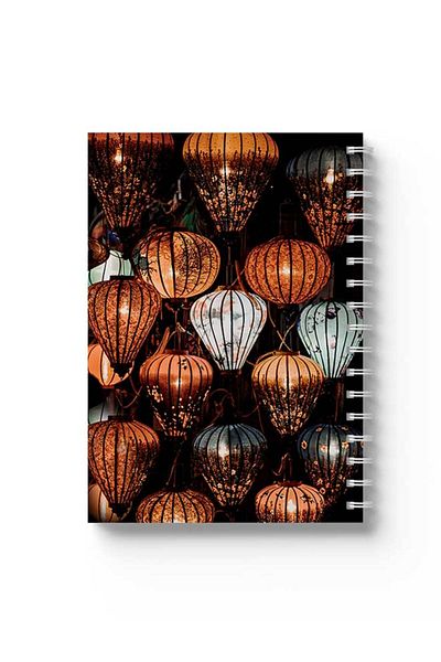 LOWHA Spiral Notebook with Front and Back Hard Covers Featuring Night Lamps Design