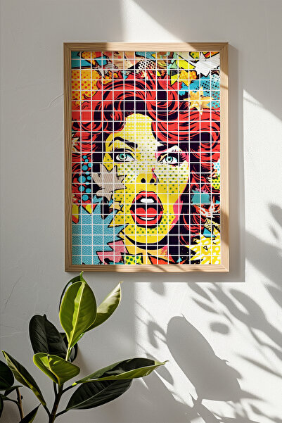 Artavessa لوحة مربعة الشكل من Popart مع إطار من الخشب الخام الحقيقي - موديل 20
