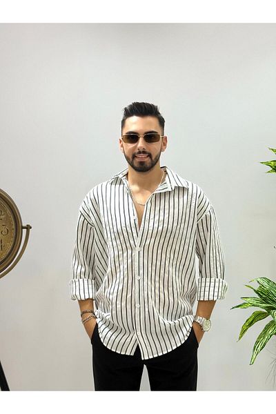 JACK CAPRİO Ανδρικό λινό πουκάμισο Flam ριγέ νέας σεζόν