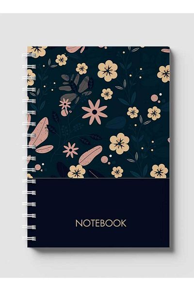 LOWHA Spiral Notebook with Front and Back Hard Covers Featuring Floral Design