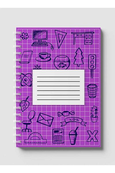 LOWHA Spiral Notebook with Front and Back Hard Covers Featuring Back to School Grid Lines Design
