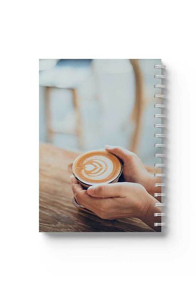 LOWHA Spiral Notebook with Front and Back Hard Covers Featuring Coffee Design