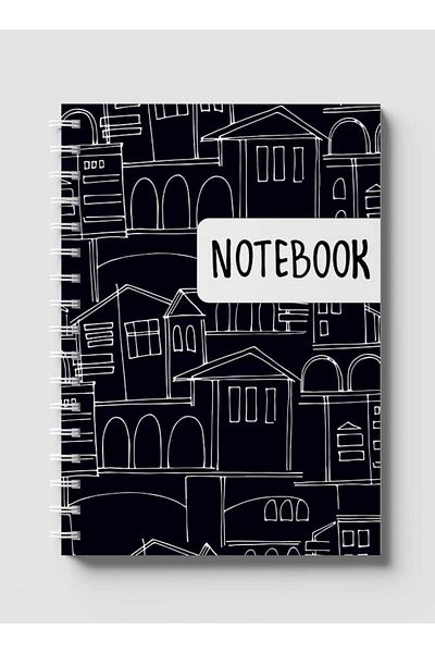 LOWHA Spiral Notebook with Front and Back Hard Covers Featuring Patterns with Cityscapes Design