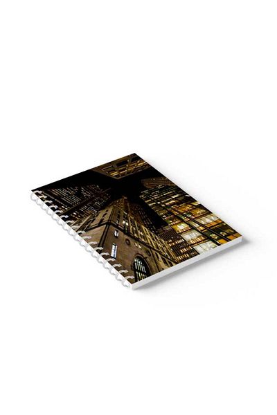 LOWHA Spiral Notebook with Front and Back Hard Covers Featuring City Buildings Design