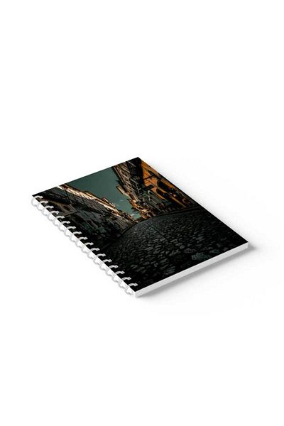 LOWHA Spiral Notebook with Front and Back Hard Covers Featuring Classic Street Design