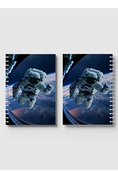 LOWHA دفتر ملاحظات حلزوني مع غلافين أمامي وخلفي صلبين بتصميم رائد فضاء