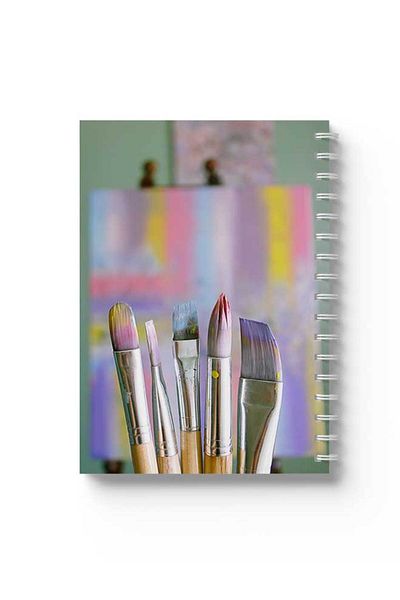 LOWHA Spiral Notebook with Front and Back Hard Covers Featuring Colour Brushes Design
