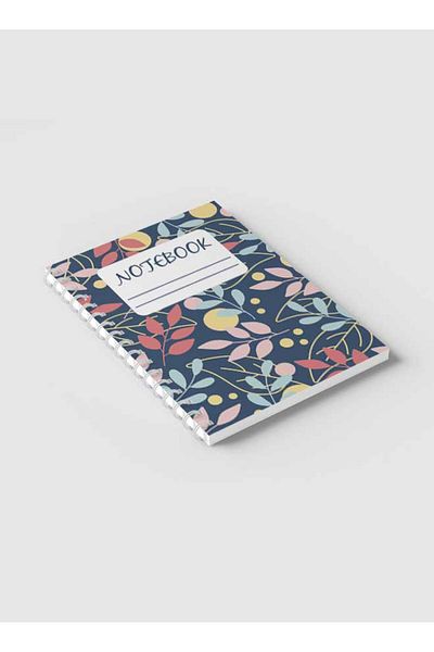 LOWHA Spiral Notebook with Front and Back Hard Covers Featuring Abstract & Floral Design