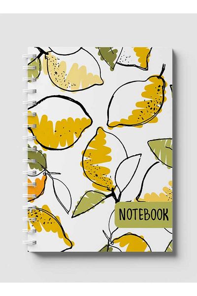 LOWHA Spiral Notebook with Front and Back Hard Covers Featuring Lemons Design