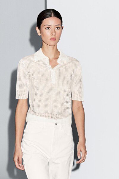 Massimo Dutti Polo yaka ajurlu triko kazak