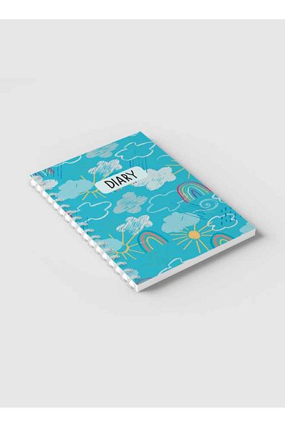 LOWHA Spiral Notebook with Front and Back Hard Covers Featuring Mixed Weather Doodle Design