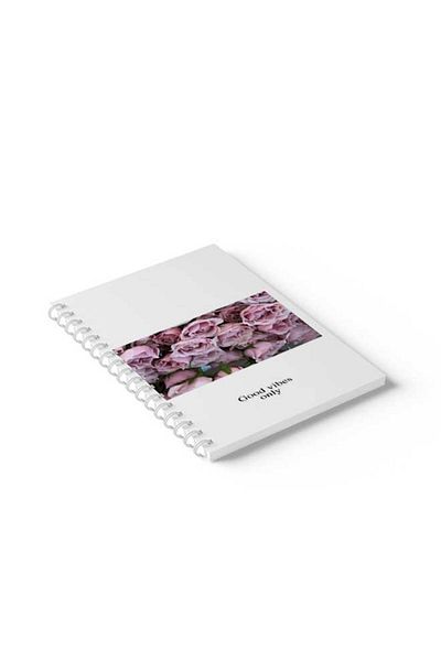 LOWHA Spiral Notebook with Front and Back Hard Covers Featuring Good Vibes Only Design