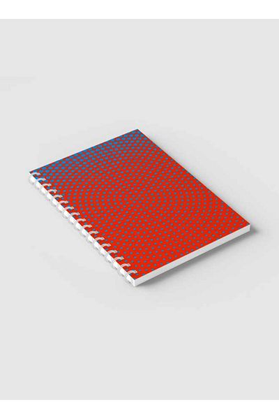 LOWHA Spiral Notebook with Front and Back Hard Covers Featuring Circular Halftone Blue Design