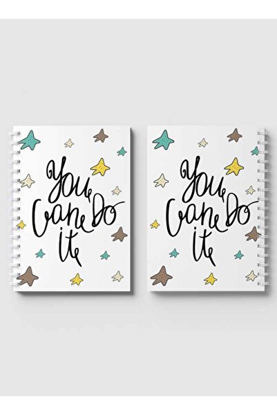 LOWHA دفتر ملاحظات حلزوني مع غلافين أمامي وخلفي صلبين، بتصميم "يمكنك القيام بذلك" بنجوم دودل