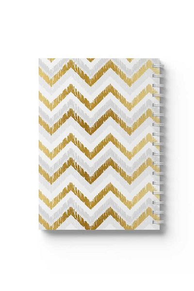 LOWHA Spiral Notebook with Front and Back Hard Covers Featuring Zig Zag Design