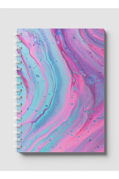 LOWHA Spiral Notebook with Front and Back Hard Covers Featuring Liquid Colored Design