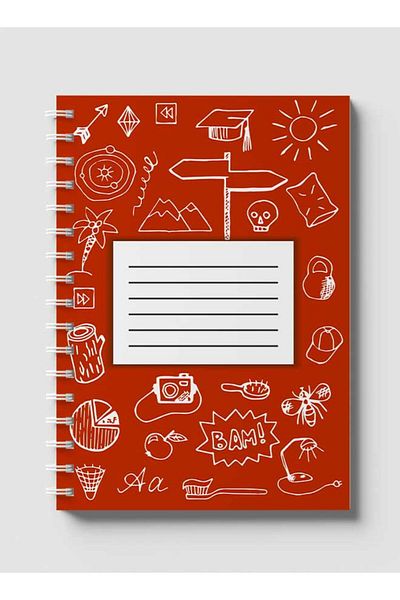 LOWHA Spiral Notebook with Front and Back Hard Covers Featuring Back to School Orange Design