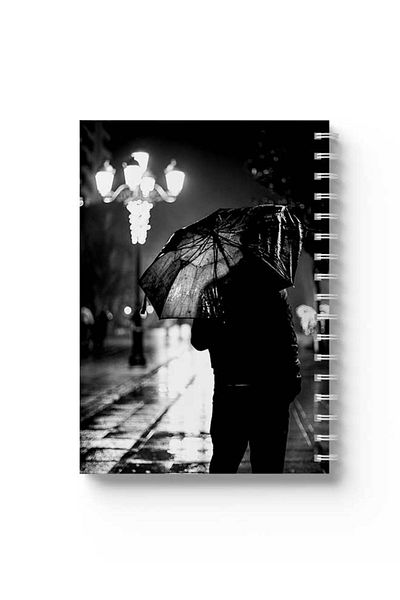 LOWHA Spiral Notebook with Front and Back Hard Covers Featuring Alone Design
