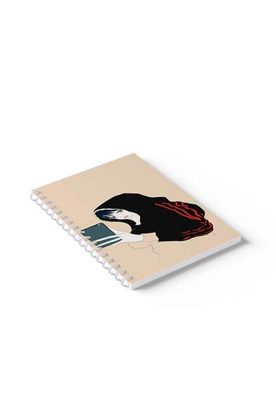 LOWHA Spiral Notebook with Front and Back Hard Covers Featuring Girl with Phone Design