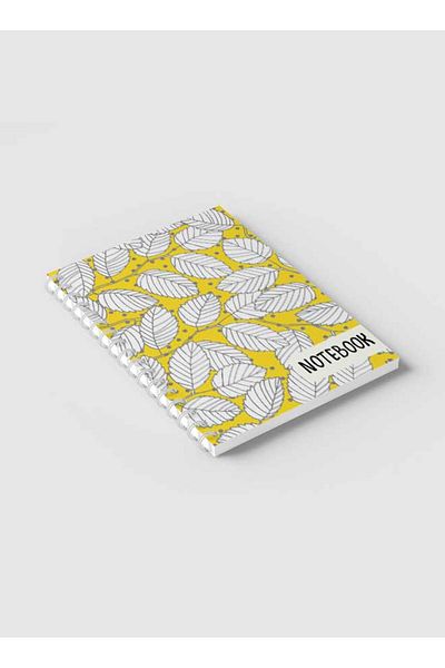 LOWHA Spiral Notebook with Front and Back Hard Covers Featuring Elm Branches & Leaves Design