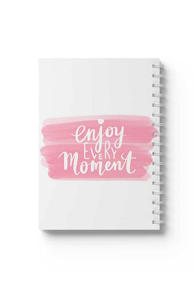 LOWHA Spiral Notebook with Front and Back Hard Covers Featuring Enjoy Every Moment Design