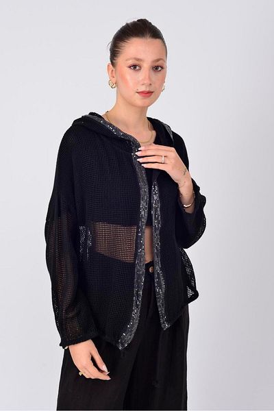 Park Moda 14316 Sequence Detailled Hooded Mercellized Jacket