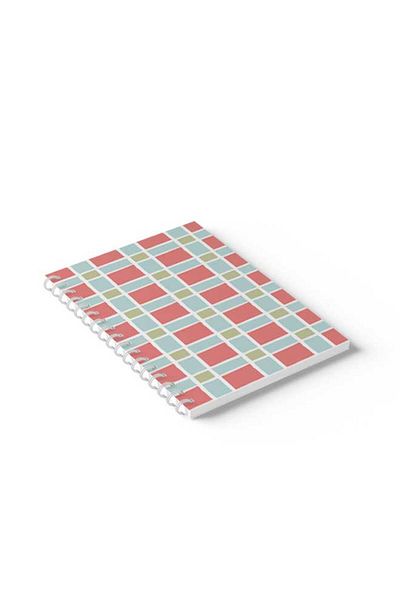 LOWHA Spiral Notebook with Front and Back Hard Covers Featuring Squares Design