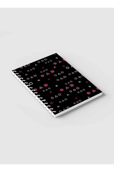 LOWHA Spiral Notebook with Front and Back Hard Covers Featuring Squid Game Shapes Design