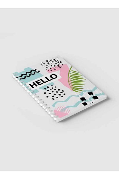 LOWHA Spiral Notebook with Front and Back Hard Covers Featuring Hello Design