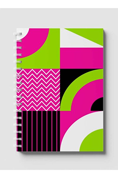 LOWHA دفتر ملاحظات حلزوني مع غلافين أمامي وخلفي صلبين بتصميم دوائر هندسية رسومية