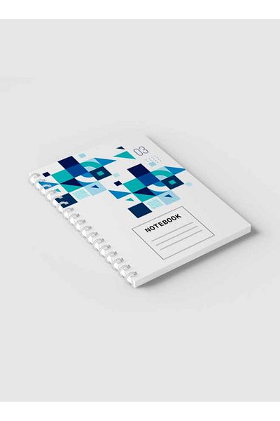 LOWHA Spiral Notebook with Front and Back Hard Covers Featuring Geometric Shape Design