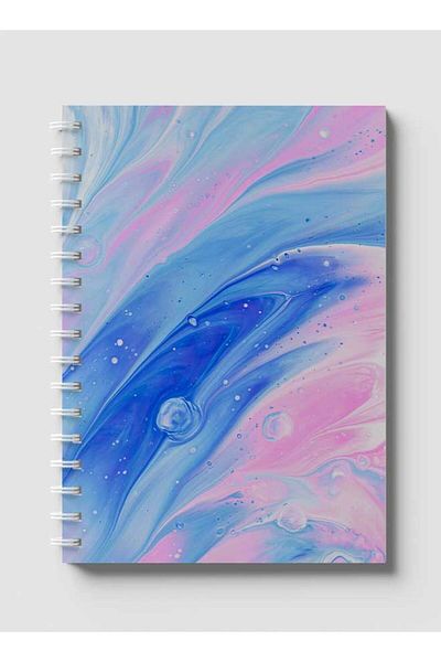 LOWHA Spiral Notebook with Front and Back Hard Covers Featuring Liquid Colored Design