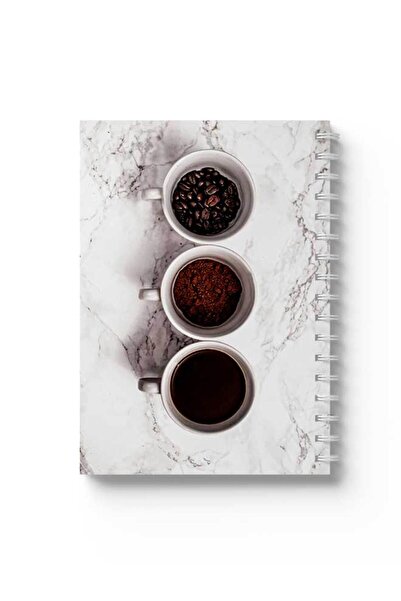 LOWHA دفتر ملاحظات حلزوني مع غلافين أمامي وخلفي صلبين بتصميم قهوة