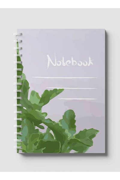 LOWHA Spiral Notebook with Front and Back Hard Covers Featuring Eco Style Leaves Design