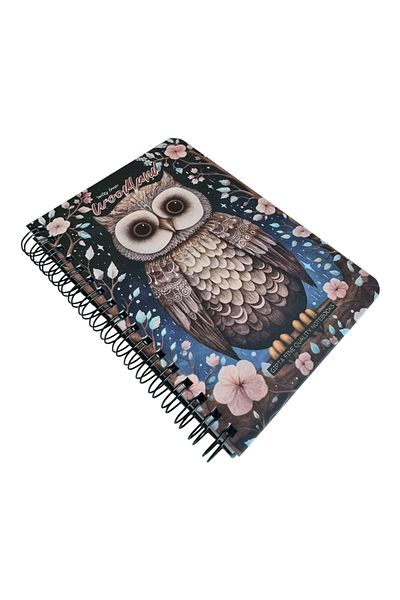Polin Woodland Notepad, A6 Size, 96 Sheets Unlined, Spiral, Hard Cover, Cute Animal Pattern
