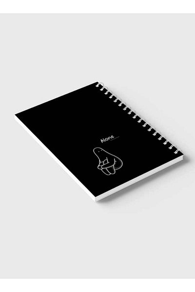 LOWHA Spiral Notebook with Front and Back Hard Covers Featuring Alone Design